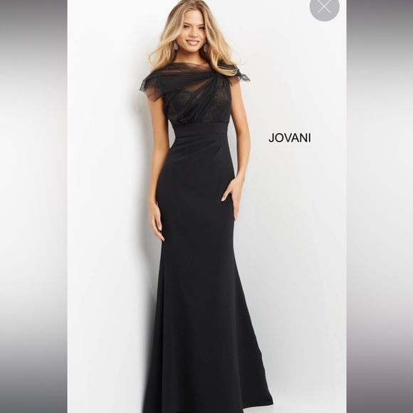 Jovani 05675 Ruched Bodice Cap Sleeve Dress - Picture 1 of 5